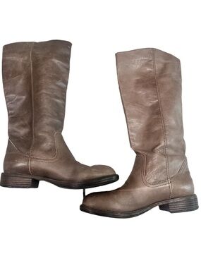 Target Women's Taupe Mid-Calf Genuine Leather Heeled Boots Vintage Mossimo